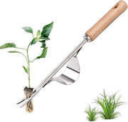 Onkruidsteker manuale in acciaio inossidabile, attrezzi per giardinaggio con manico di legno naturale per scavare, estirpare erbacce, grubber, piantina, trasplantare, strumento per estirpare erbacce portatile e facile da usare