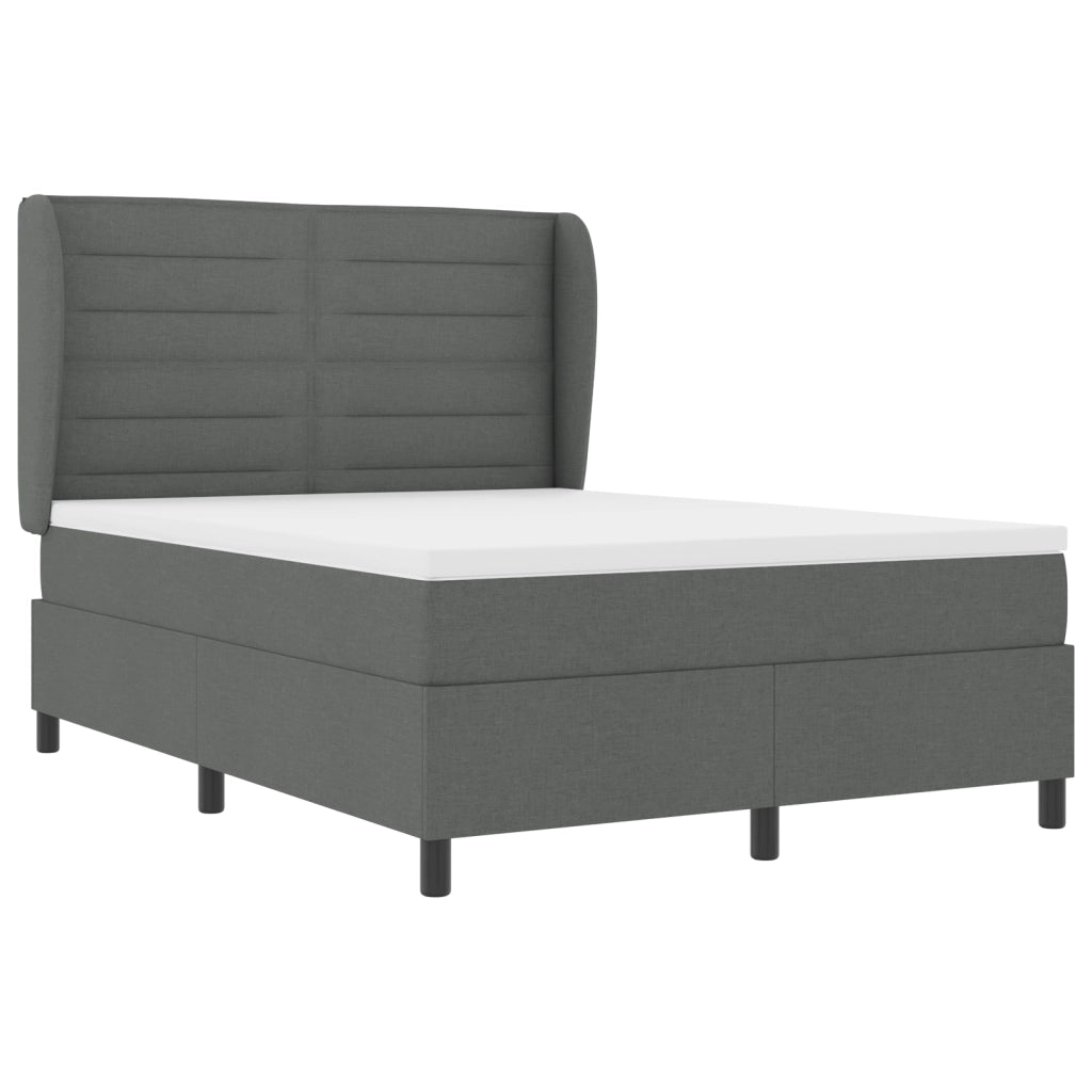 Letto Box Spring con Materasso Grigio Scuro 140x200 cm Tessuto