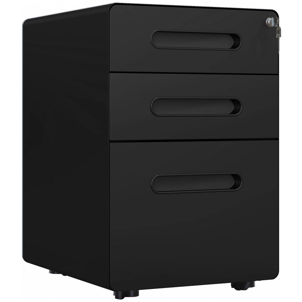 ARMADIO CONTENITORE SU RUOTE 39x48x59 cm IN ACCIAIO NERO