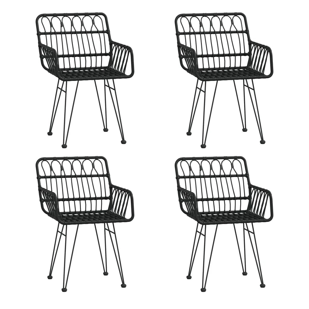 Set da Pranzo da Giardino 5 pz Nero in Polyrattan 3157838