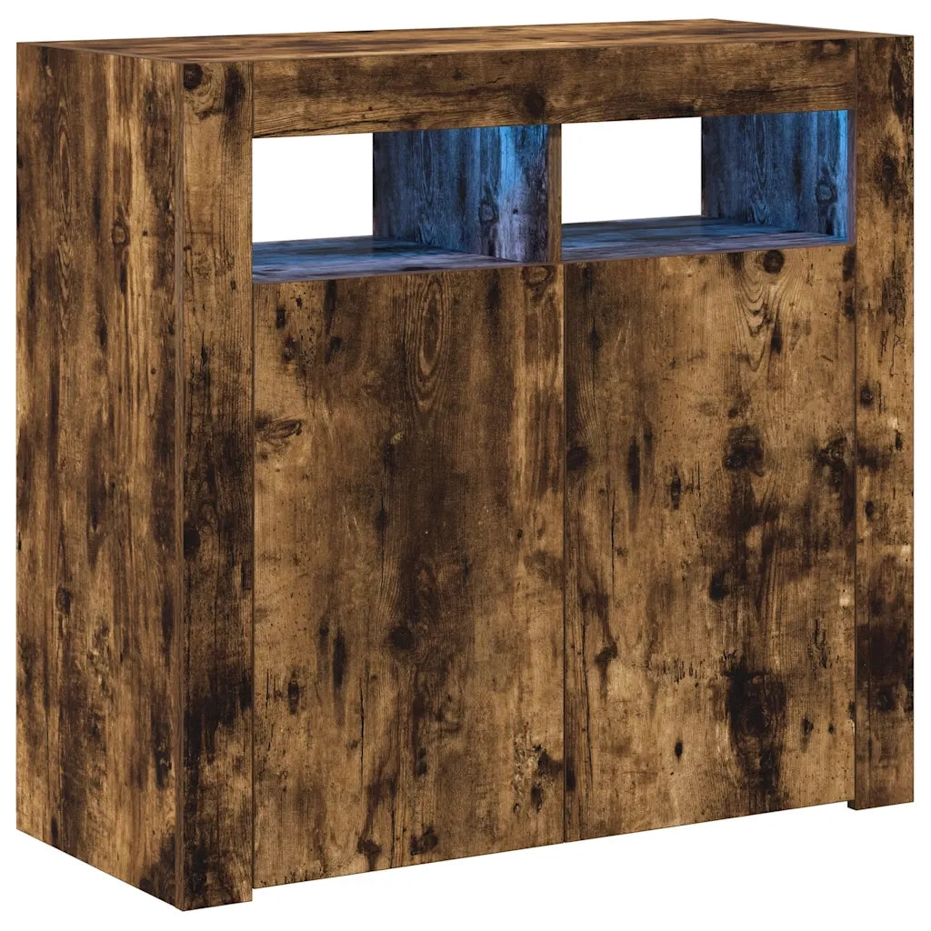Credenza con Luci LED Rovere Fumo 80x35x75 cm 815729
