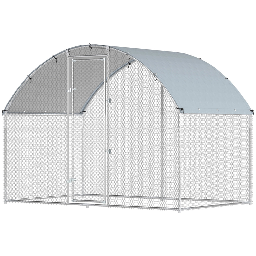 Pollaio per Galline da Esterno ¨C zephmum ¨C Acciaio Zincato Argento 280x170x190 cm