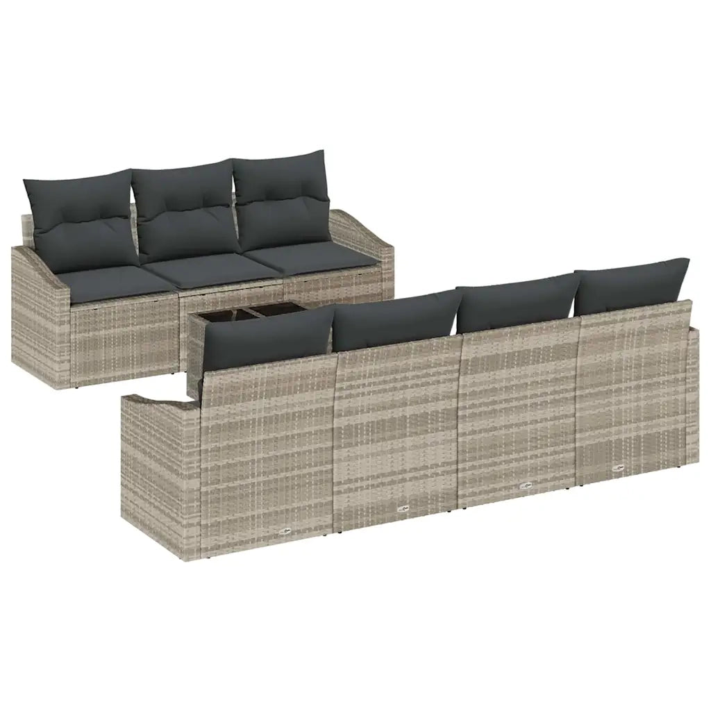 Set di divani con cuscino 8 pcs Grigio chiaro polyrattan 3346632