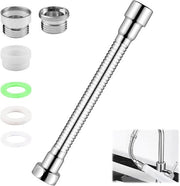 Estensione di Rubinetto in Acciaio Inox da 30 cm con Adattatori e Gomme di Sigillatura - Flessibile e Curvabile - Ideale per Cucina, Bagno, WC, Balcone