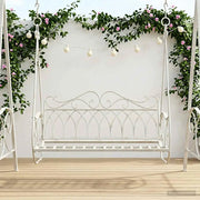 Panchina a Dondolo Acciaio 112 x 60 x 126,5 cm Bianco Antico