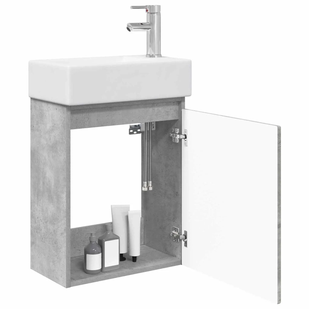 Mobile bagno con rubinetto Grigio Cemento 45,5 x 25,5 x 84 cm