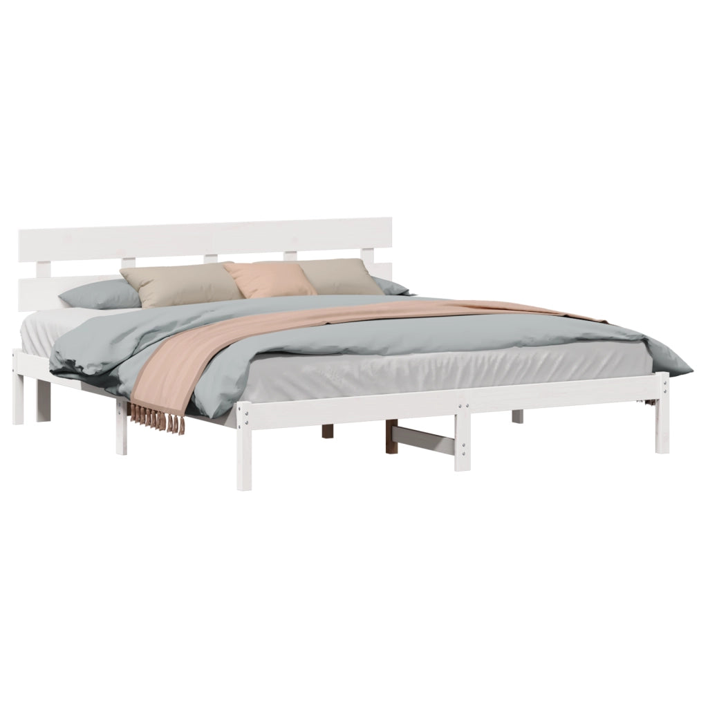 Letto Bianco in Legno di Pino Bianco Legno Massello di Pino
