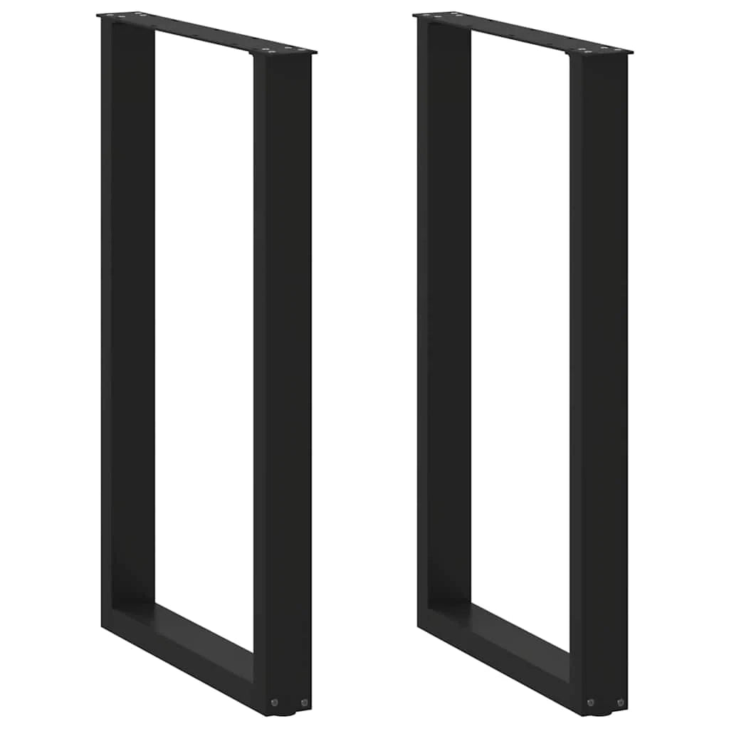 Set di 2 gambe regolabili per tavolo da bar a forma di U 60 x 100 cm design moderno e funzionale acciaio nero 02_0057476
