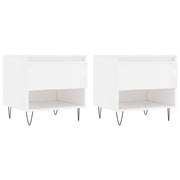 2 pz Tavolini salotto | Tavolino da caff¨¨ | Tavolino da Soggiorno Bianco Lucido 50x46x50cm Legno Multistrato