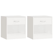 Set di 2 Comodini | Armadio da Notte | Mobiletto da notte con Cassetto Bianchi