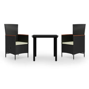 Set da Pranzo da Giardino 3 pz | Set Salotto da Giardino con Cuscini Nero