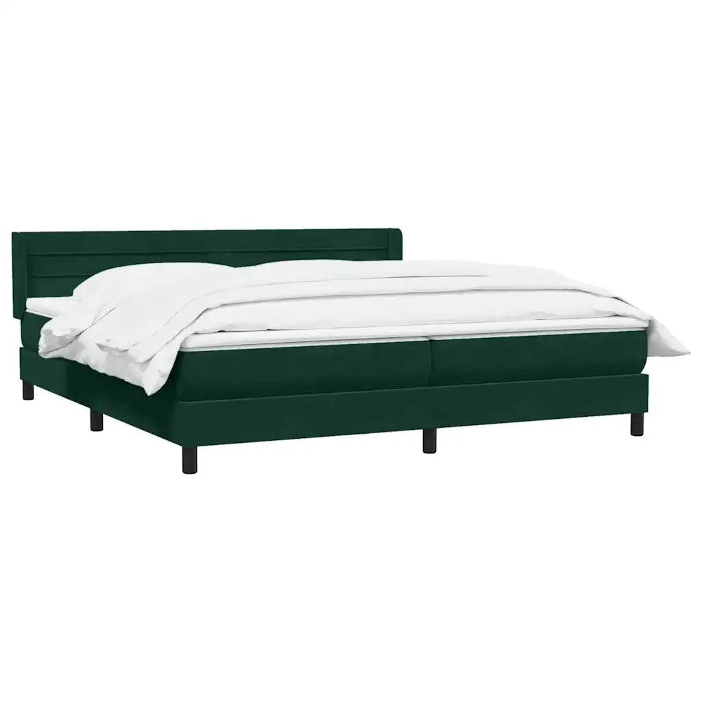 Giroletto a Molle con Materasso Verde Scuro 180x220 cm Velluto