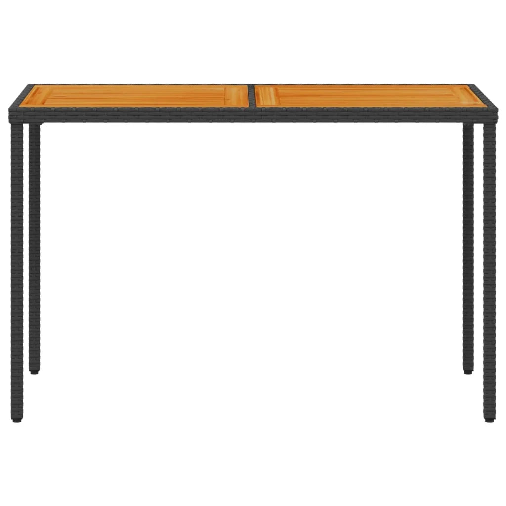 Tavolo Giardino Piano Legno Acacia Nero 115x54x74cm Polyrattan 365077