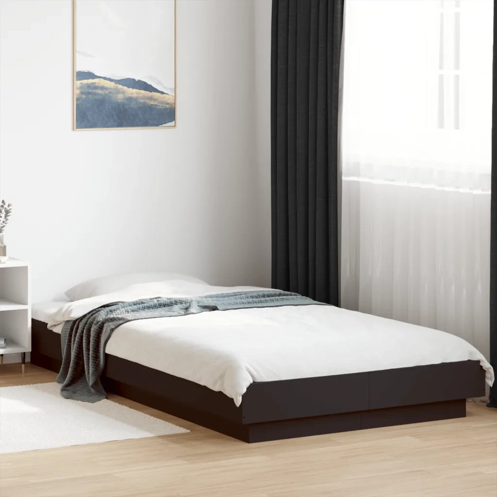 Giroletto con Luci LED-Struttura Letto Nero 100x200 cm in Legno Massello 939212
