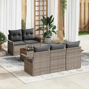 Set Divano da Giardino con cuscino 6 pcs Grigio polyrattan