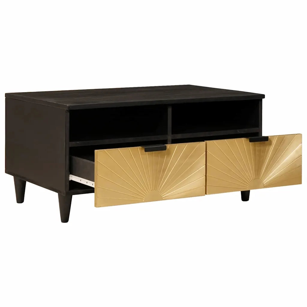 Tavolino da Salotto con Cassetto-Tavolino da soggiorno-Tavolo Nero e Oro 80 x 54 x 40 cm