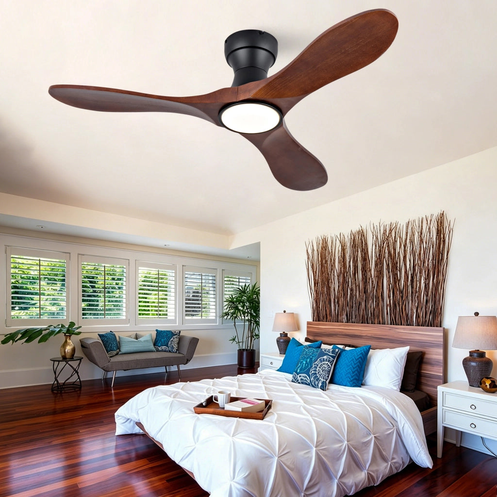 Ventilatore da soffitto 42 pollici con illuminazione e telecomando, 3 pale legno massello sagomate, 3CCT dimmerabile, 6 velocit¨¤ silenzioso