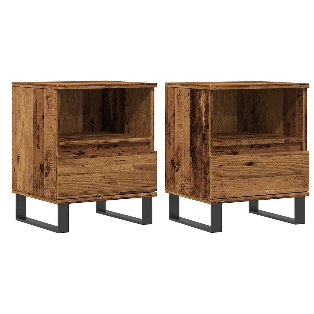 Comodini 2pz Legno Antico 40x35x50 cm in Legno Multistrato 857377