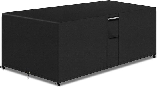 Set di mobili da giardino con apertura di ventilazione - Tavolo da giardino per terrazza - Impermeabile e resistente al vento - Nero - 170 x 94 x 71 - 600D stoffa Oxford