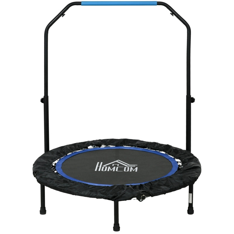Trampolino fitness pieghevole con maniglia regolabile, 4 livelli, per allenamento indoor e outdoor, nero blu