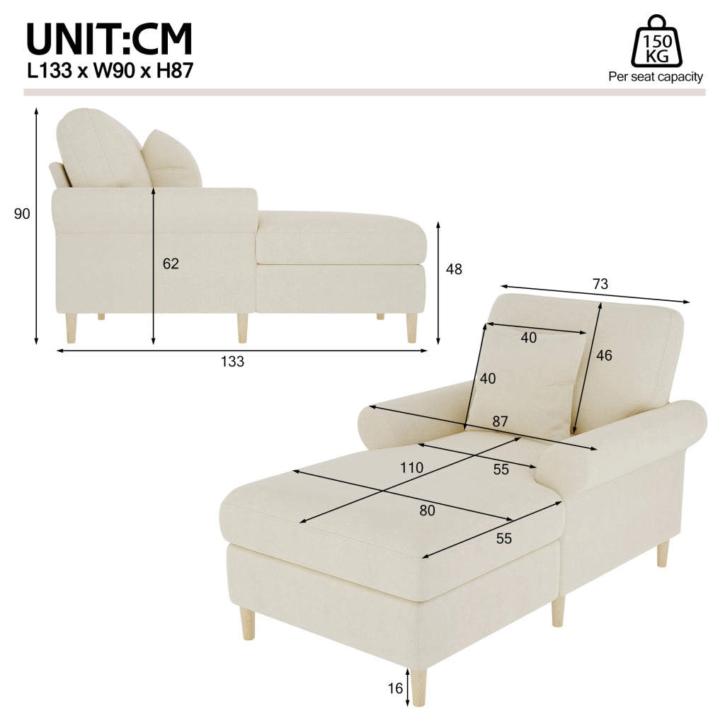 Poltrona relax reclinabile in velluto beige con cuscino