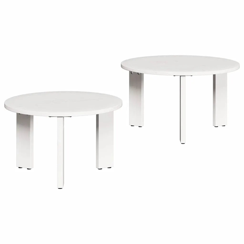 Tavolino da salotto 2 pcs Bianco Legno massello di pino 873560