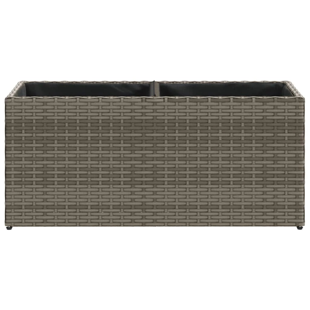 Fioriera rialzata per piante fiori terrazza giardino con 2 vasi 72 x 30 x 32 cm resina intrecciata grigia 02_0038080