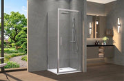 Box doccia 2 lati 90x100 cm fisso + porta 1 battente h190cm LUCA - Cromato Lucido