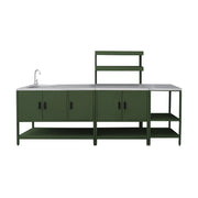 Cucina da esterno, 3 moduli in acciaio inox, verde