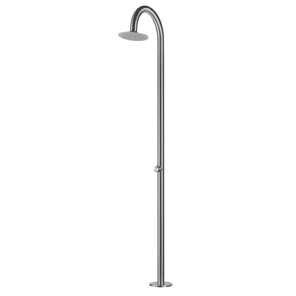 SINED Doccia Inox Satinato Solo Acqua Fredda per Piscine e Spiagge Struttura in Acciaio Inox AISI 316L Resistente agli Agenti Atmosferici e Salsedine Modello Palau