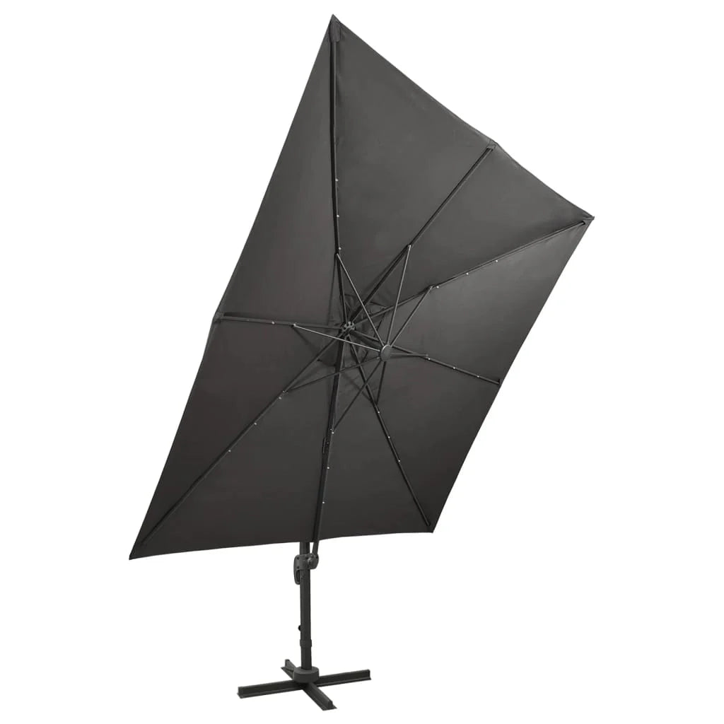 Ombrellone da giardino decentrato con palo e luci LED 300 cm antracite 02_0008517