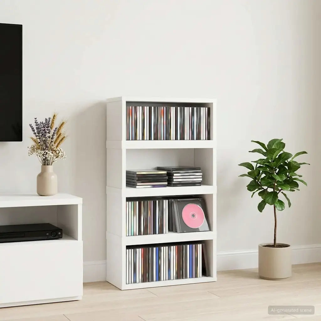 Rack per Stoccaggio CD 4 pz Bianco 40 x 17 x 17 cm 8012708
