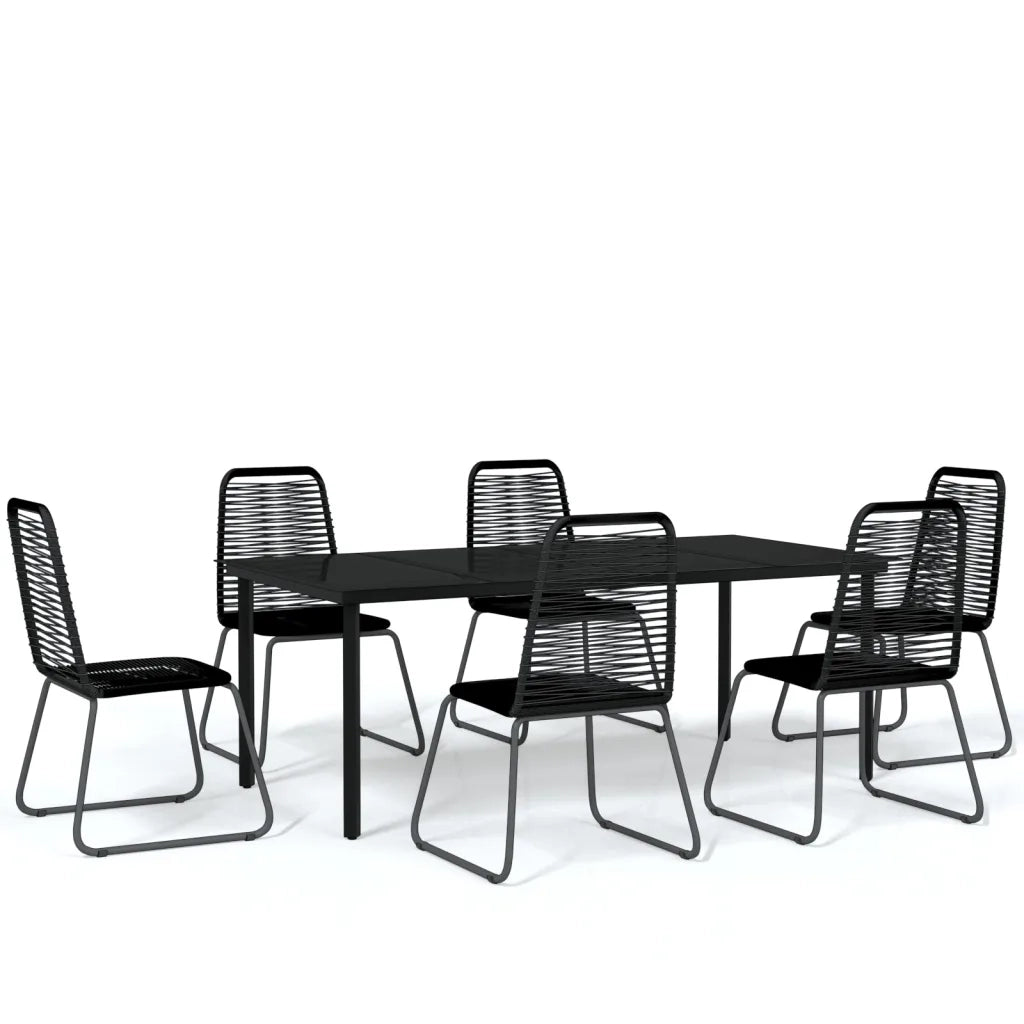 Set da Pranzo per Giardino 7 pz con Cuscini Nero cod mxl 35848
