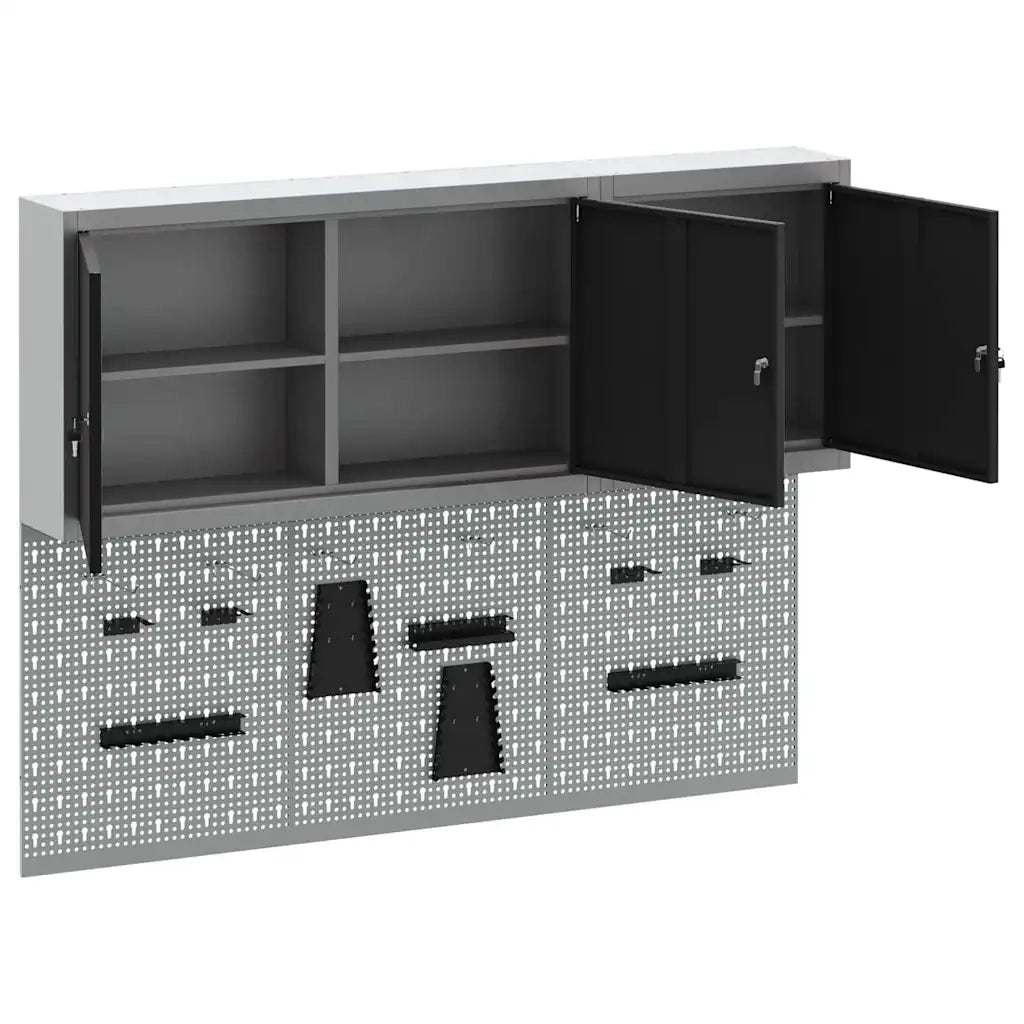 Set di armadi per attrezzi con lo scaffale 5 pcs Nero 3321400