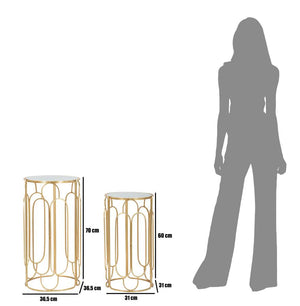 Set 2 Tavolini Arty Quadrato 34x34x70-29x29x60 cm in Ferro