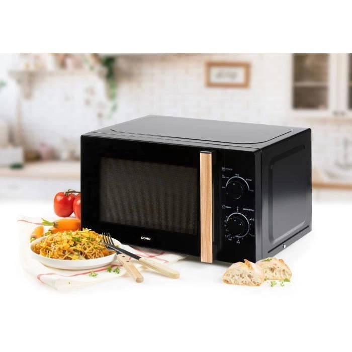 Forno microonde DOMO DO2820 - 20L - 700W - Timer 35 min - Funzione scongelamento - L44 x P35,8 x H 25,8 cm - Finitura legno nero