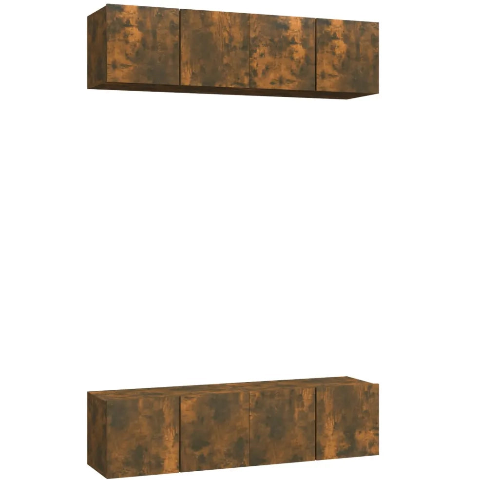 Mobili TV Parete 4 pz-Set di 4 Credenza per TV sospesa Rovere Fumo 60x30x30 cm Legno Multistrato