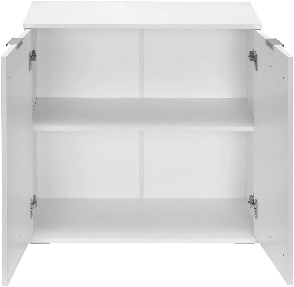 ® Cassettiera Alba 2 Ante con Ripiani 71x74x35cm Comò Armadietto Ufficio Mobiletto Bianco