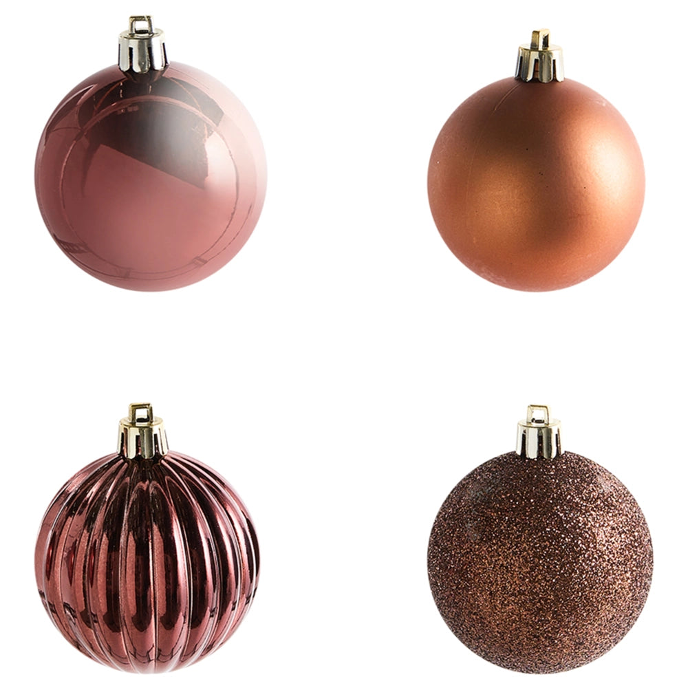 Set di 60 palline di Natale in plastica Decorazioni natalizie da appendere Albero di Natale Stile moderno Marrone