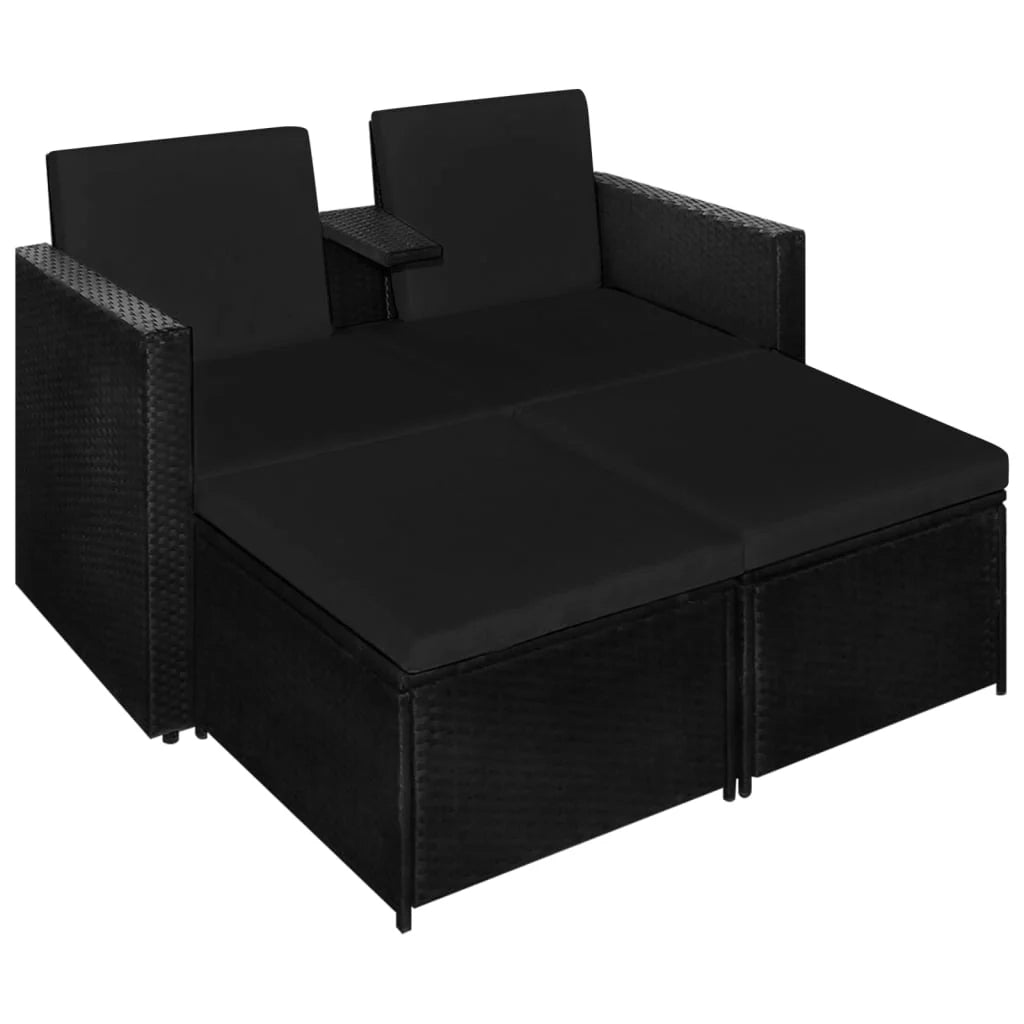 Set di mobili da giardino mobili da esterno set da 3 pezzi con cuscini resina intrecciata nera 02_0016010