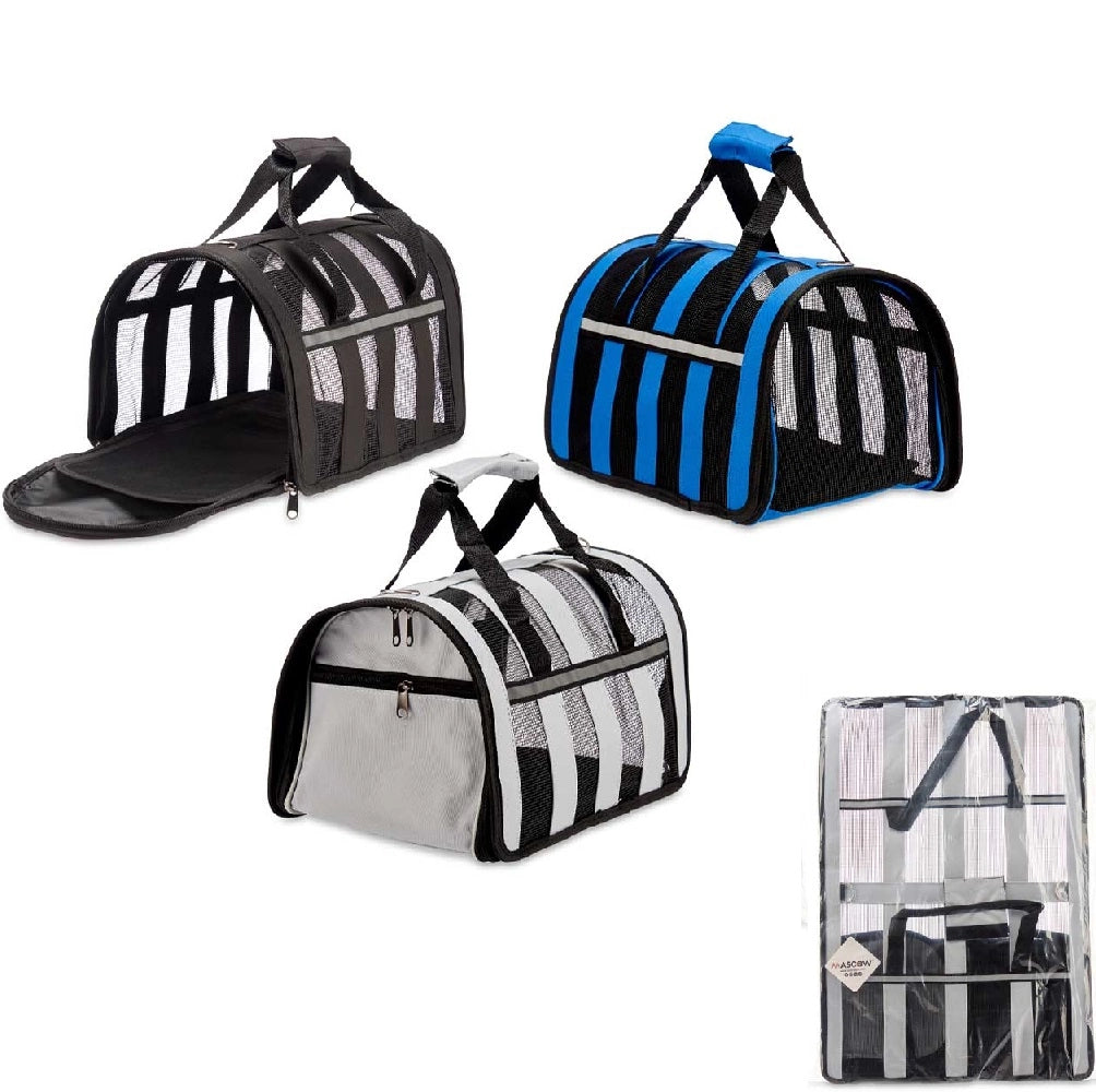 Trasportino Animali Idrorepellente Traspirante Maniglia Tracolla 29x49 H28 cm Grigio