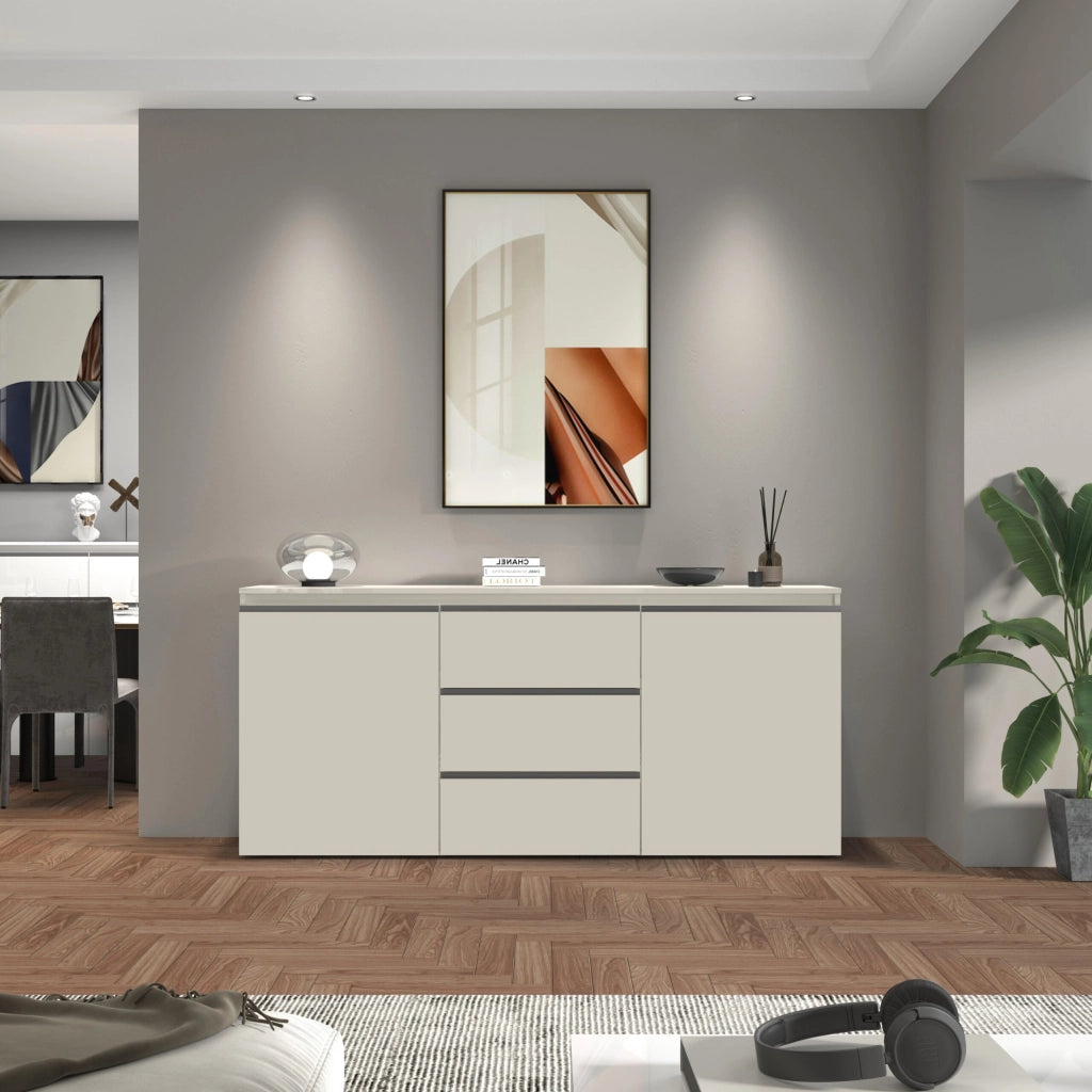 WHOUS Credenza Magic 2 ante e 3 cassetti centrali cashmere 180x40x80 cm