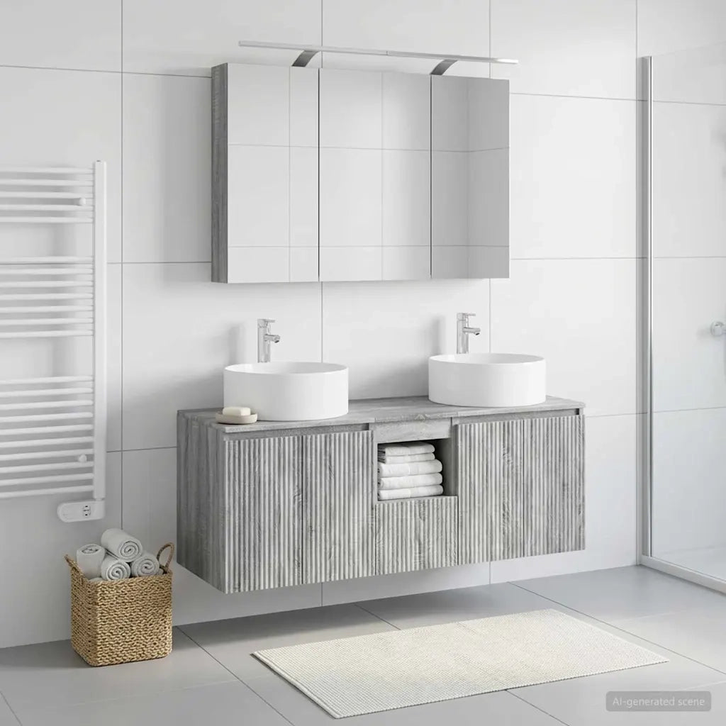 Set di Armadi da Bagno 4 pz Sonoma grigio Legno ingegnerizzato