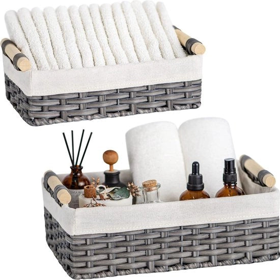 Organizzatore di cesti per pannelli - Cesti decorativi per la decorazione domestica - Piccoli contenitori per l'organizzazione - Grigio