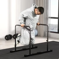 Set 2 Barre per Dip Regolabile su 4 Altezze con Maniglie Antiscivolo in Acciaio, 70x50x80-105 cm, Nero