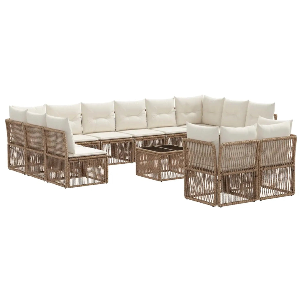 Set Divano da Giardino 13 pcs Beige polyrattan