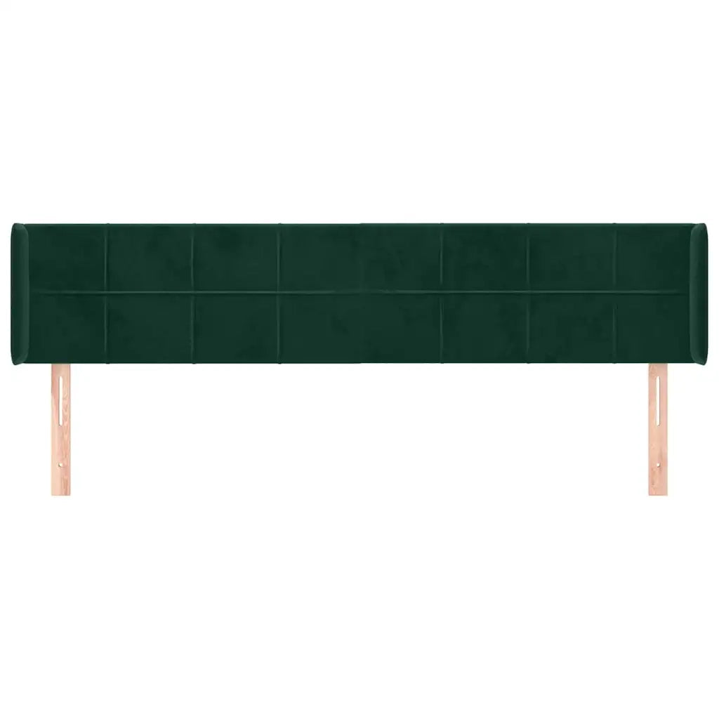 Testiera | Testata ad Orecchio Verde Scuro 163x16x78/88 cm in Velluto