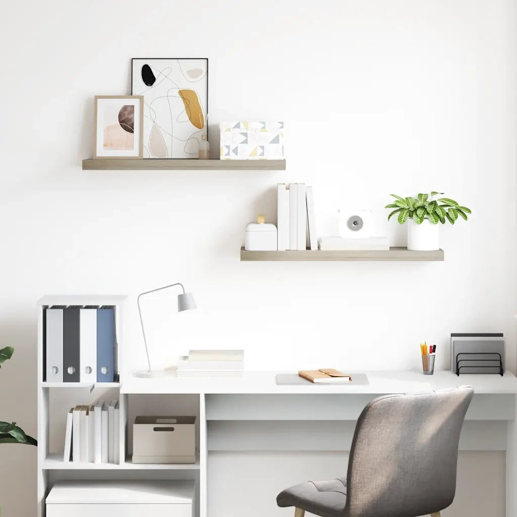 Scaffali a Parete 2 pz Rovere 80x23,5x3,8 cm in MDF cod mxl 47174