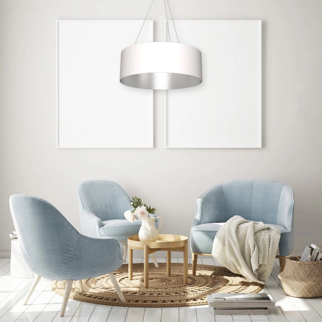 Lampadario a sospensione Milagro Robin 3xE27 bianco argento