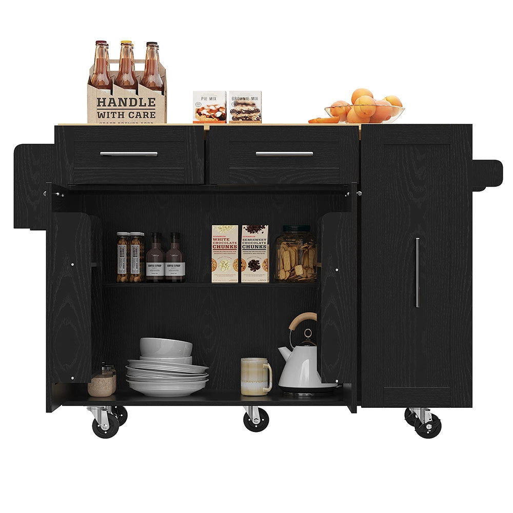 Isola cucina - Xylo - scaffali snack estensibili nero